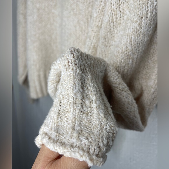 American Eagle Fair Isle Cream Blue Turtleneck Knit Sweater Cozy Winter Size Lg - Picture 9 of 13